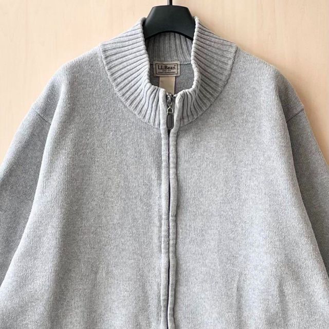 L.L.BEAN コットン ドライバーズニット フルジップ グレー