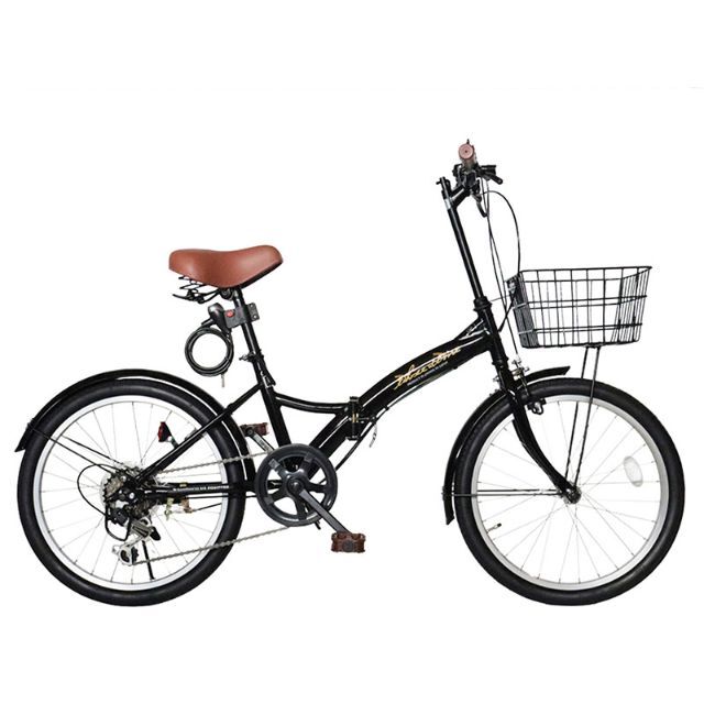 折りたたみ自転車 20インチ 6段ギア 折り畳み 自転車 カゴ付き 1275 スポーツ/アウトドアの自転車(自転車本体)の商品写真