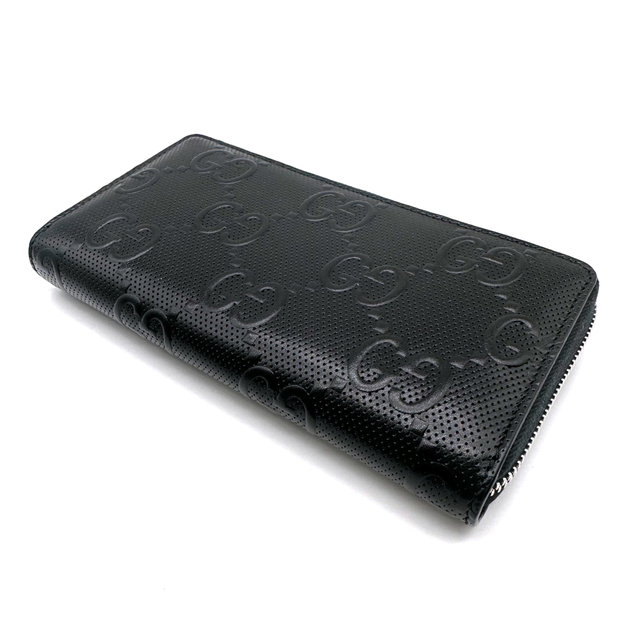 美品】グッチ GGエンボス ジップアラウンド ラウンドファスナー 長財布-