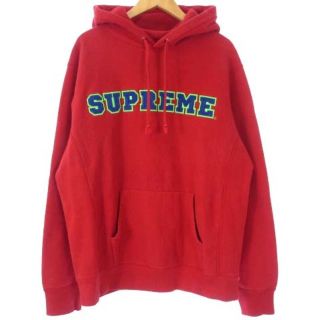 シュプリーム(Supreme)のシュプリーム パーカー カレッジロゴ プルオーバー コーデュロイ 裏起毛 赤 M(パーカー)