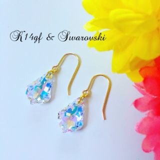 スワロフスキー(SWAROVSKI)のK14gf！スワロフスキーとゴールドフィルドピアス〜スワロフスキークリスタル(ピアス)