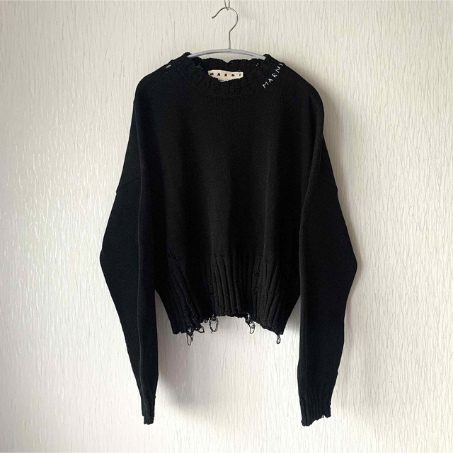 MARNI 21AW 50 コットンクルーネックニット ダメージ加工