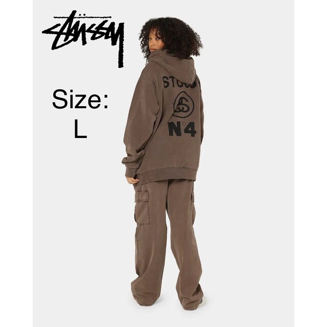 [海外限定] Stussy N4フォントロゴパーカー ブラウン ユニセックス仕様