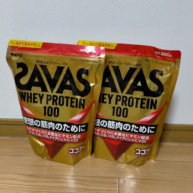 SAVAS(ザバス)のザバスホエイプロテイン100　新品未開封品　ココア味の2個セット 食品/飲料/酒の健康食品(プロテイン)の商品写真