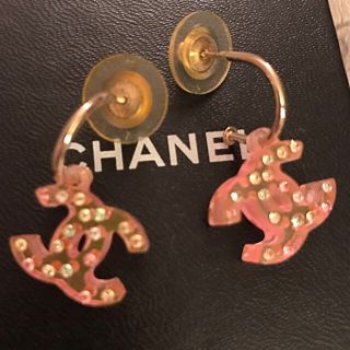 シャネル(CHANEL)の正規 CHANEL ピンク ピアス ラインストーン(ピアス)