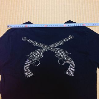 ロアー(roar)の美品！　ロアー　五分袖ゼブラスワロフスキー二丁拳銃カットソー　サイズ2(Tシャツ/カットソー(七分/長袖))