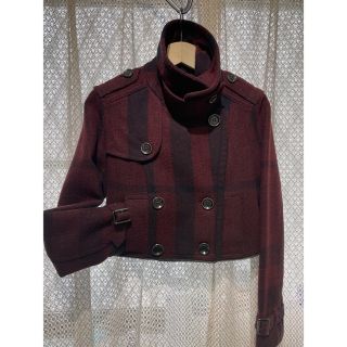 バーバリー(BURBERRY)の美品 レッドチェックBurberry Brit 正規店 トレンチ ピーコート(ピーコート)