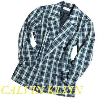 カルバンクライン(Calvin Klein)のカルバンクラインスポーツ　ダブル　テーラードジャケット　チェック　L(テーラードジャケット)