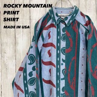 ロッキーマウンテンフェザーベッド(Rocky Mountain Featherbed)の80sヴィンテージUSA製古着ROCKY MOUNTAIN総柄ペイズリーシャツ女(シャツ/ブラウス(長袖/七分))