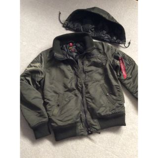 アルファインダストリーズ(ALPHA INDUSTRIES)のほぼ未使用 アルファ インダストリーズ フーデッド リブジャケット サイズL(ダウンジャケット)