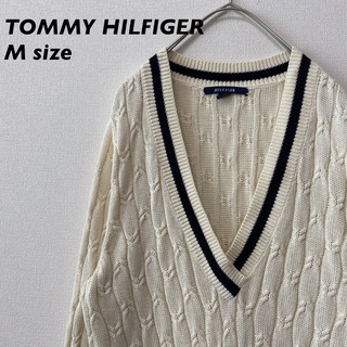 トミーヒルフィガー(TOMMY HILFIGER)のトミーヒルフィガー　ニット　セーター　チルデンニット　ケーブル編み　男女兼用　M(ニット/セーター)