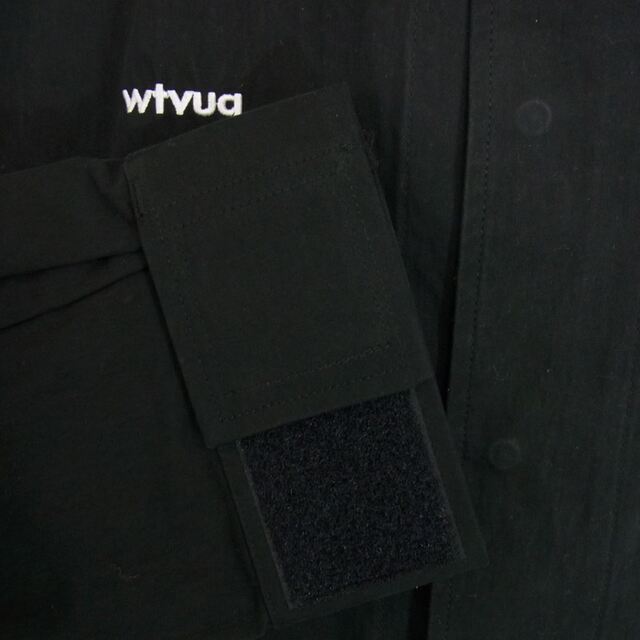 WTAPS ダブルタップス 22SS 日本製 SCOUT /LS / NYCO. TUSSAH クロスボーン刺繍 スカウトシャツ 221WVDT-SHM04 03(L) BLACK 長袖 ノーカラーミリタリーシャツ タッサー トップス【WTAPS】