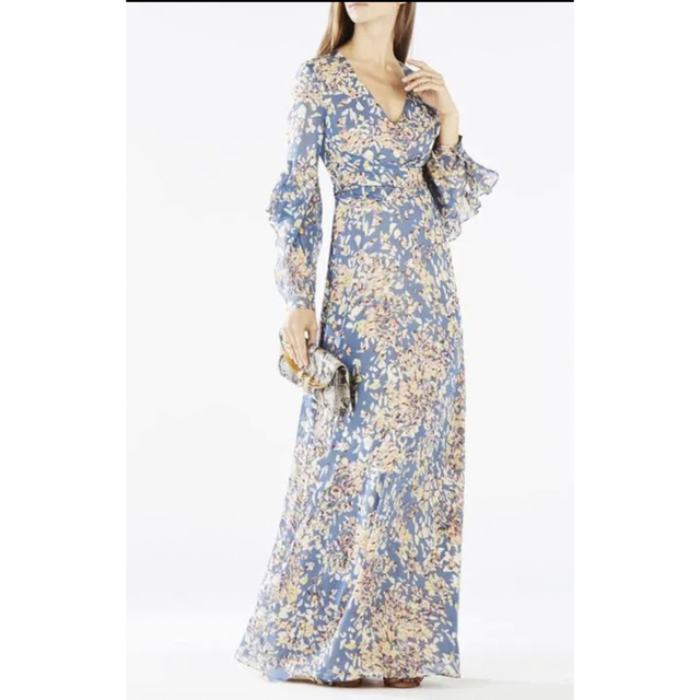 美品　BCBGMAXAZRIA  花柄　ロングワンピース　ドレス