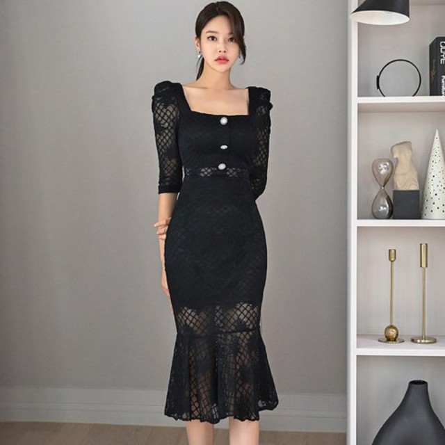 【本日限定セール】ZARAジャンル 韓国ファッション マーメイドキャバドレス 黒