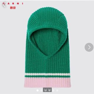 ユニクロ(UNIQLO)のユニクロ　marni マルニ　ポップコーンニット　レディース　グリーン　冬　春(ニット帽/ビーニー)