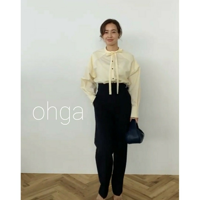 【お年玉セール特価】 ohga bowtie blouse yellow ボウタイブラウス