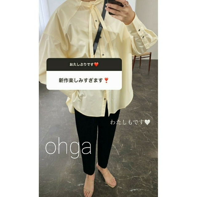 【お年玉セール特価】 ohga bowtie blouse yellow ボウタイブラウス