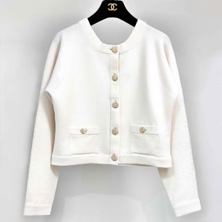 最終値下げ！CHANEL シャネル カシミヤ混　ニット　セーター　白　ココマーク