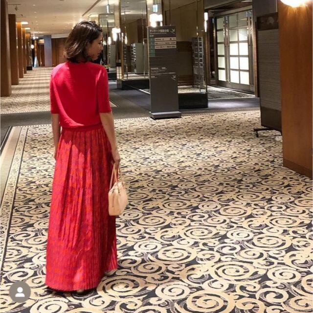 Drawerドゥロワー ドット プリーツ シルク ロングスカート 36 | wic