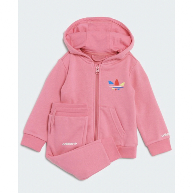 adidas(アディダス)の新品 adidas アディダス セットアップ ジャージ ピンク 80 90 キッズ/ベビー/マタニティのキッズ服女の子用(90cm~)(ジャケット/上着)の商品写真