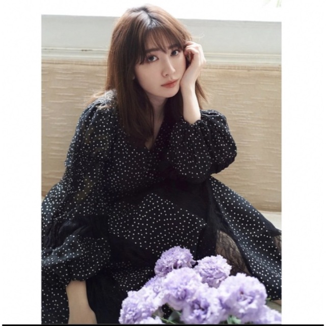 Lace-Trimmed Pin Dot Dressレディース