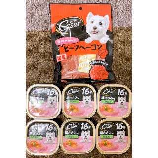 シーザー(CASAR)の6個セット✳︎シニア犬用総合栄養食絹ささみ味野菜入り＋おやつジャーキー(ペットフード)