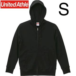 ユナイテッドアスレ(UnitedAthle)のS ブラック 綿100% ジップ パーカー  新品 フーディー 無地(パーカー)