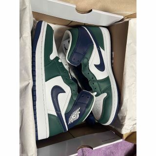 ナイキ(NIKE)のW28.5 AJ1 NOBLE GREEN/MIDNIGHT NAVY(スニーカー)