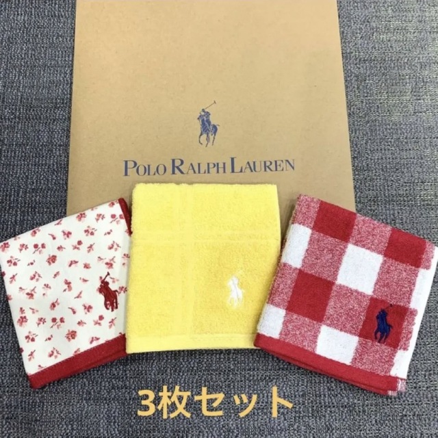 Ralph Lauren(ラルフローレン)の【新品】ラルフローレン タオルハンカチ 3枚セット レディースのファッション小物(ハンカチ)の商品写真