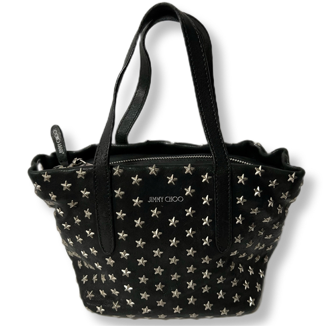 【ジミーチュウ　JIMMY CHOO】ハンドバック　レザー　スタッズ　ブラックハンドバック▶brand