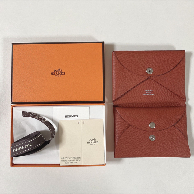 Hermes - HERMES◆カルヴィデュオ カードケース 折り財布◆ブリック◆新品◆箱付き