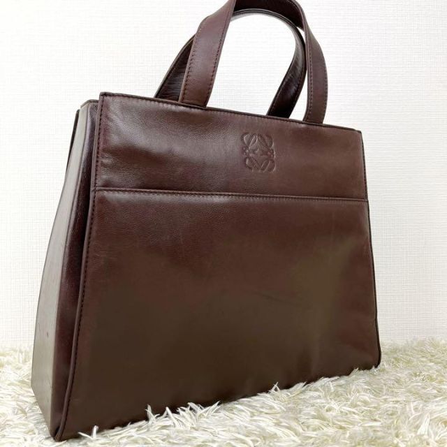 LOEWE ナッパレザー ハンドバッグ  ダークグリーン　金具　アナグラム