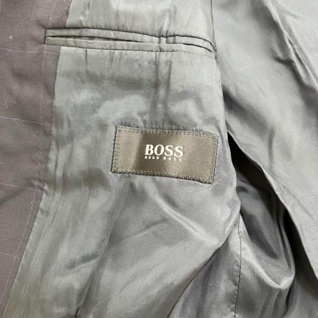 HUGO BOSS(ヒューゴボス)のヒューゴボス チェック スーパー100 テーラードジャケット ネイビー 48 メンズのジャケット/アウター(テーラードジャケット)の商品写真