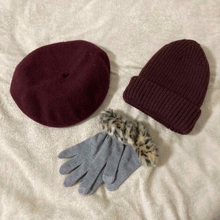 ニット帽　ベレー帽　手袋(ハンチング/ベレー帽)