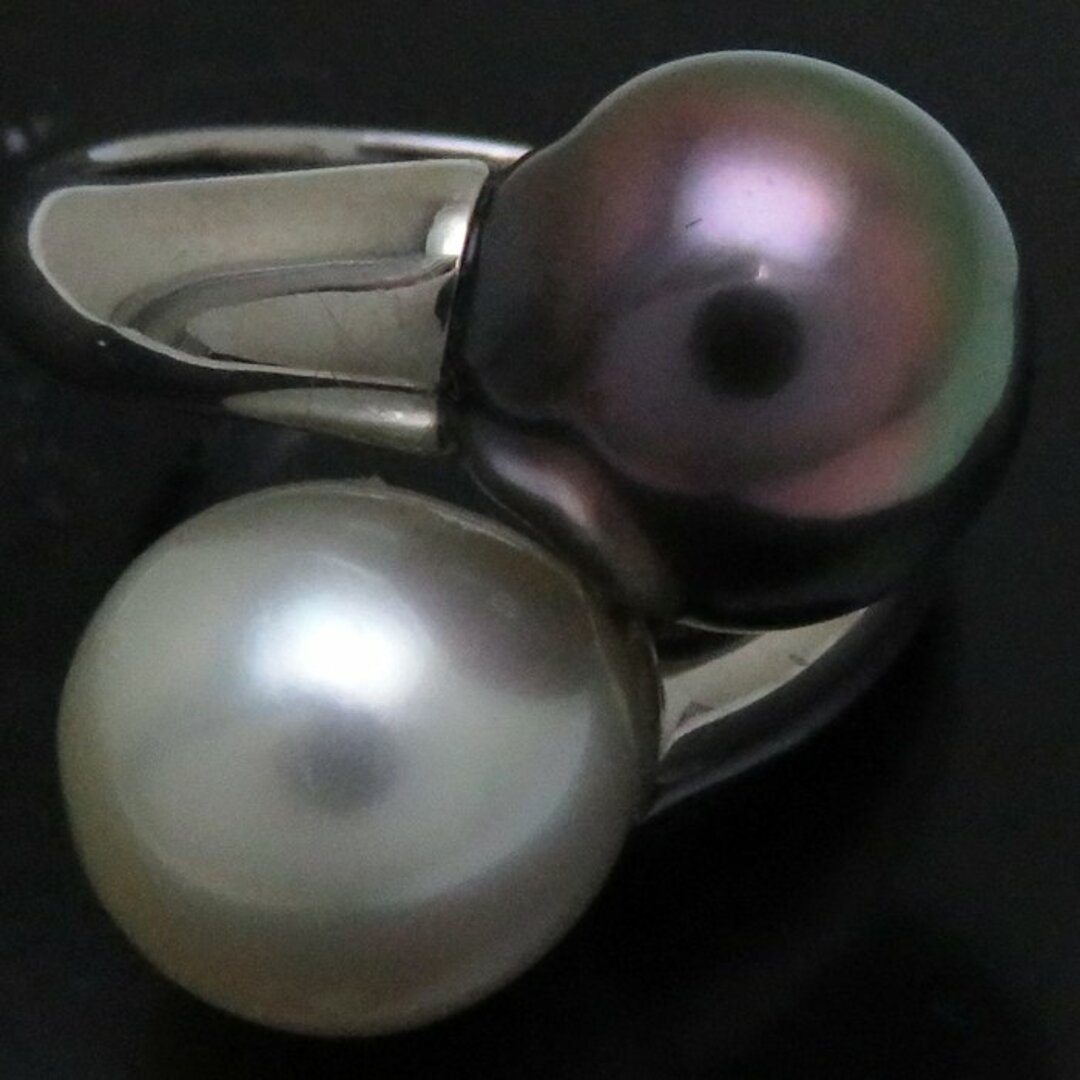 パール リング 指輪 真珠9.0ミリ 黒真珠10ミリ 12.5号 K18WG ホワイトゴールド/64375【中古】【FJ】 レディースのアクセサリー(リング(指輪))の商品写真