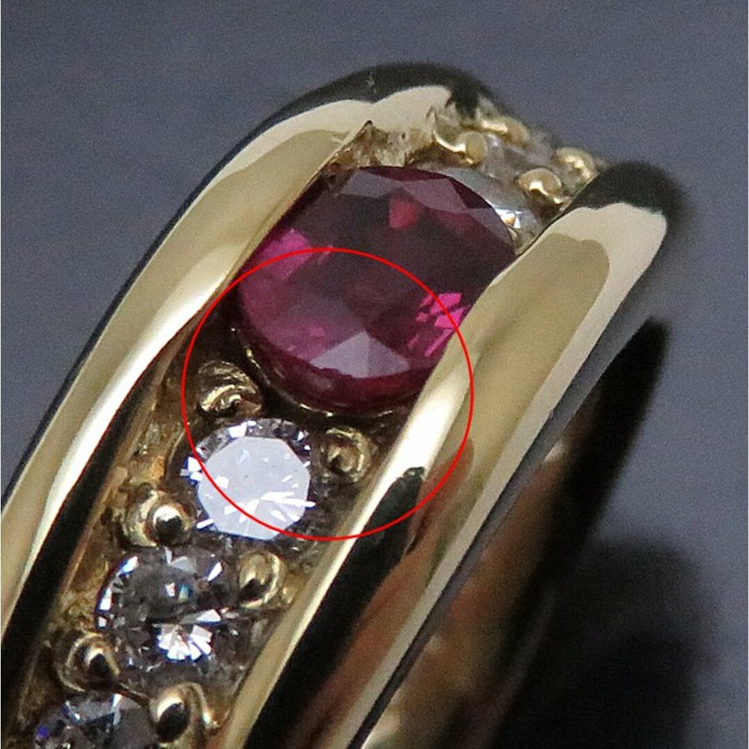 リング 指輪 ルビー0.26ct ダイヤモンド0.36ct 10号 K18YG イエローゴールド/64440【中古】【FJ】 レディースのアクセサリー(リング(指輪))の商品写真