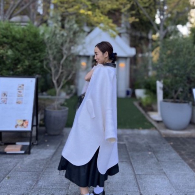 rosymonster fuwafuwa poncho coat ポンチョコート合成皮革裏地