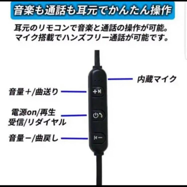 新品＊Bluetooth イヤホン＊マグネット＊ハンズフリー＊防水【シルバー】 スマホ/家電/カメラのオーディオ機器(ヘッドフォン/イヤフォン)の商品写真