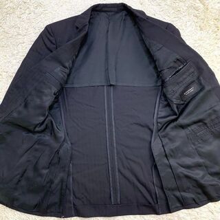 バーバリーブラックレーベル スーツ シャドーストライプ ロゴ 総柄 黒 36R