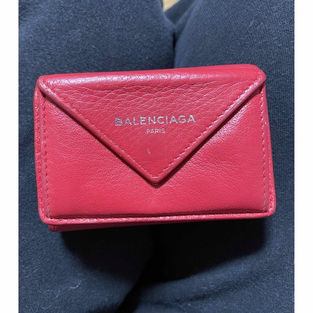 BALENCIAGA  CASH 小型財布 三つ折り ミニウォレット 赤