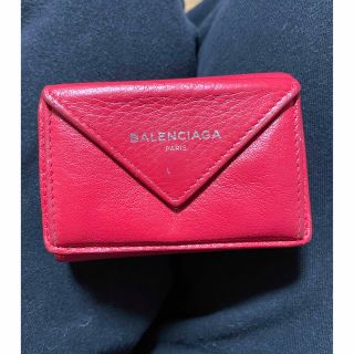 バレンシアガ(Balenciaga)のバレンシアガ ミニ財布 ペーパー ミニウォレット 三つ折り 小銭入れ付き　赤(折り財布)