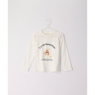 ロペピクニック(Rope' Picnic)の【オフホワイト（15）】【KIDS】肩ギャザーくま転写プリントロングTシャツ(Tシャツ/カットソー)