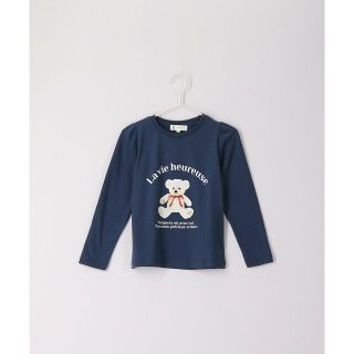 ロペピクニック(Rope' Picnic)の【ネイビー（40）】【KIDS】肩ギャザーくま転写プリントロングTシャツ(Tシャツ/カットソー)