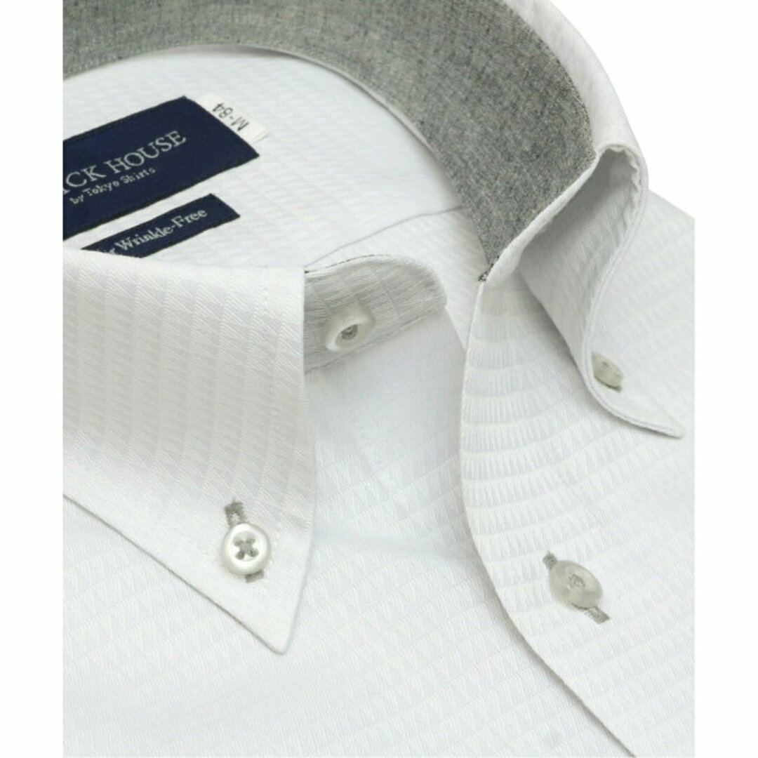 【グレー】(M)【超形態安定】 ボタンダウンカラー 長袖 形態安定 ワイシャツ 1