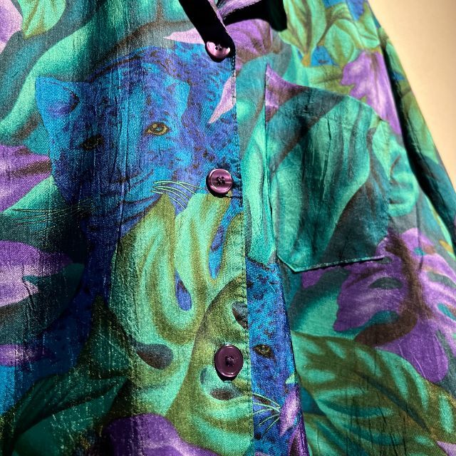 patagonia(パタゴニア)の【90s 総柄 希少 アロハシャツ】Animal Hawaiian Shirts レディースのトップス(シャツ/ブラウス(半袖/袖なし))の商品写真