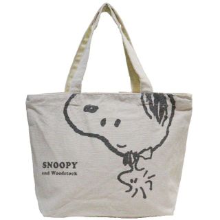 スヌーピー(SNOOPY)のSNOOPY スヌーピー トートバッグ フェイスアップA4サイズ★アイボリー新品(トートバッグ)