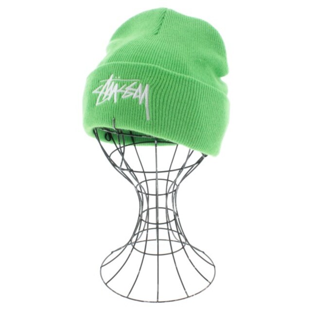 STUSSY(ステューシー)のSTUSSY ステューシー ニットキャップ・ビーニー - 蛍光グリーン 【古着】【中古】 メンズの帽子(ニット帽/ビーニー)の商品写真