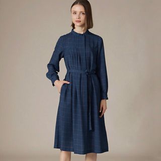 マッキントッシュ(MACKINTOSH)のマッキントッシュ　ロンドン　ワンピース　チェック柄　紺　タグ付き　新品　40 (ロングワンピース/マキシワンピース)