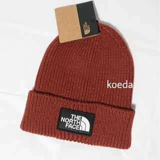 ザノースフェイス(THE NORTH FACE)のノースフェイス ニット帽 キャップ 帽子  赤 ブラック ロゴ ワインレッド 2(ニット帽/ビーニー)