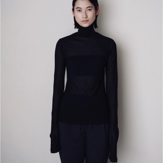 BEAUTY&YOUTH UNITED ARROWS(ビューティアンドユースユナイテッドアローズ)のENOF cotton highneck Black L レディースのトップス(カットソー(長袖/七分))の商品写真